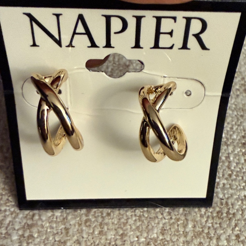 Napier Gold-Tone Twisted Hoop Earrings
